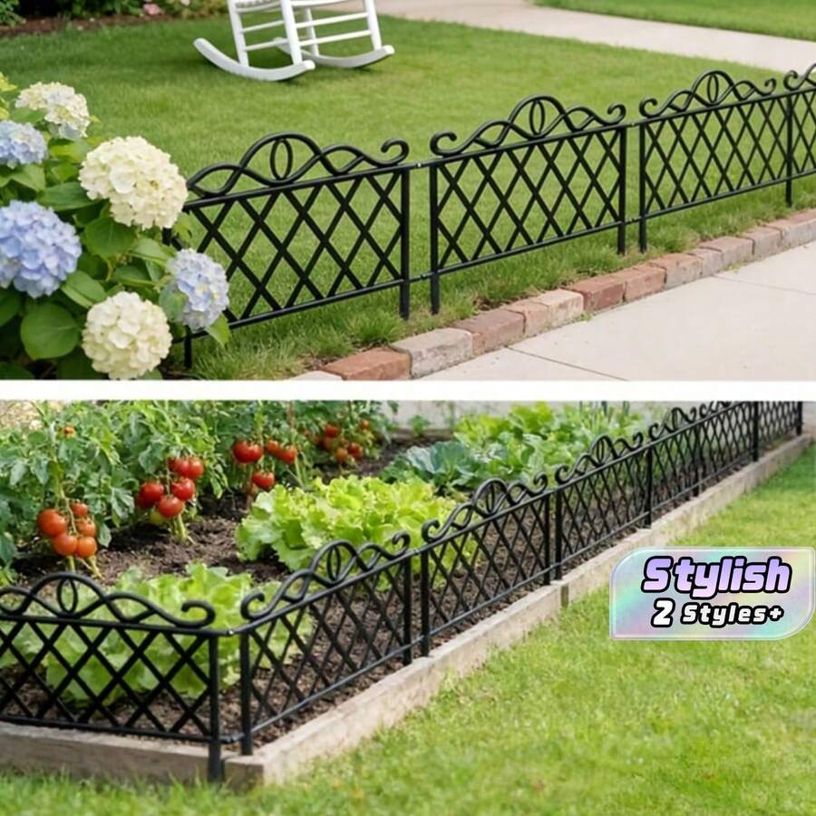 1/6Pcs Heavy‑Duty ABS Resin Garden Fence Panels, Easy Install Landscape Edging For Yard Lawn Patio Flower Bed, Modern Outdoor Decor Housewarming Gift - A - View 1
