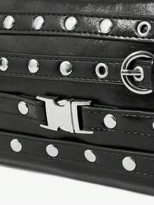 Viva Strut Ladies Bag, Spice Girl Sweet And Cool Girl Y2Y, Punk, Rivet Decoration, Gas Eye Decoration Shoulder Square Bag, Zipper Opening And Closing, Suitable F - Black - View 4