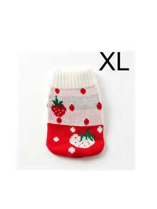 Festive Christmas Strawberry Graphic Pet Knit Pullover, Breathable Warm Winter Clothes, Fashion Pet Apparel For Holiday Photoshoots & Daily Use - C - View 9