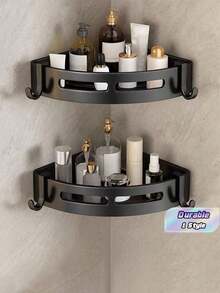 1 buah Rak Organizer Kamar Mandi Gantung Dinding Stainless Steel Dekorasi Kamar Mandi Rumah Aksesoris Kamar Mandi Organizer Kamar Mandi Penyimpanan Perlengkapan Sekolah - Hitam - View 1