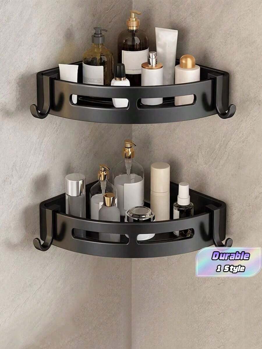 1 buah Rak Organizer Kamar Mandi Gantung Dinding Stainless Steel Dekorasi Kamar Mandi Rumah Aksesoris Kamar Mandi Organizer Kamar Mandi Penyimpanan Perlengkapan Sekolah - Hitam - View 1