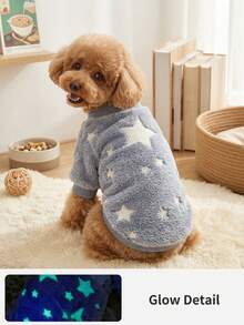 PETSIN 1 Pc Pet Grey Star Print Fleece Warm Crew Neck Sweatshirt For Dogs, Autumn/Winter - Multicolor - View 2