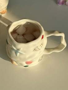 Mug Kopi Keramik Gaya Laut Ins, Cangkir Kerang 3D Tidak Beraturan Buatan Tangan, Mug Air Berwarna di Bawah Glasir, Hadiah Kreatif untuk Teh & Kopi Sore - Putih - View 6