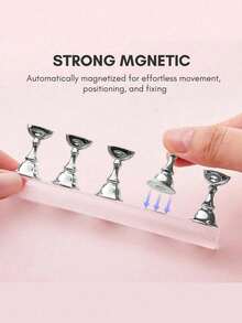 Silver, Nail Art Sheet Display Stand, Acrylic Nail Art Practice Support Frame,Transparent Color Magnetic Base, Suitable For Nail Art Display And Practice - Silver - View 4