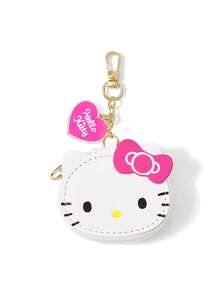 HELLO KITTY AND FRIENDS | SHEIN 蝴蝶結貓咪造型迷你零錢包，附鑰匙圈掛鉤，可作為包包掛飾，適合收納硬幣、耳機與小配件 - 玫瑰紅 - 查看 6