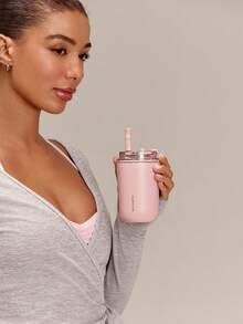 GLOWMODE 10OZ Insulated Stainless-Steel Bottle With Straw & Dual Drinking Options Daily Casual Active Fall Winter Wear - Pink - View 6