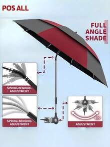 360° Adjustable Clip On Umbrella For Beach Chair, Portable Sun Shade With UV Protection, Outdoor Patio Camping Fishing Umbrella, Carry Bag Included - Multicolor - View 4