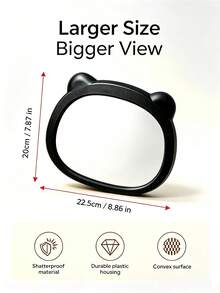 SHEIN 1 Car Seat Rearview Mirror, Acrylic Mirror, Car Children's Rearview Mirror - Black - View 2