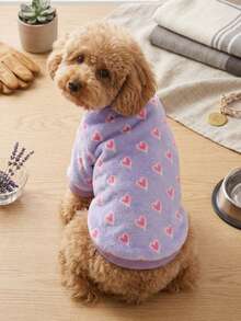 PETSIN Valentine's Day 1 Pc Purple Velvet Pet With Heart Print Design, For Both Cats And Dogs - Multicolor - View 3