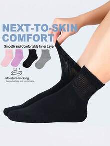 4‑Pairs Unisex Non‑Binding Diabetic Socks - Comfort & Support! - Multicolor - View 3