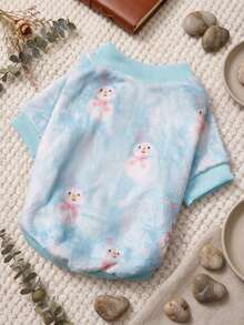PETSIN 1 Printed Snowman Flannel Sweatshirt, Thick And Warm For Pets In Autumn And Winter, Blue Color - Multicolor - View 6