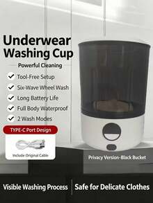 Teckwe Mini Portable Washing Machine With 2000mAh Battery | Travel Washing Machine Suitable For Bras, Underwear, Socks | Compact USB Rechargeable Electric Cleaner - Multicolor - View 10