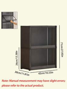 1pc Dustproof Storage Cabinet With Lid, Wardrobe, Bookcase, Storage Rack, Improves Space, Stable And Stylish, Easy To Assemble And Disassemble, Portable, Suitable For Living Room, Bedroom, Entrance, Office, Home, Multi-Layer Storage - Black - View 5