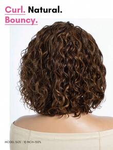 Short Curly Bob Lace Wigs Human Hair Mixed Brown Side Part Water Wave Bob Lace Front Wig 10 Inch Glueless Wear & Go Bob Wig - S4/30 - View 6
