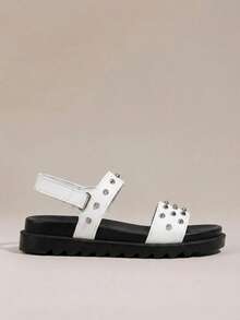 HighSole Casual Fashion Versatile Simple Comfortable Open Toe Women Flat Sandals - White - View 2
