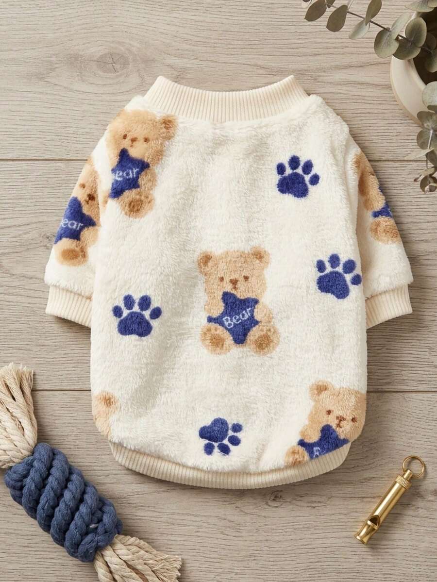 PETSIN 1 White Teddy Bear Flannel Pet Beige Flannel Thick Warm Pet Clothing - Multicolor - View 1