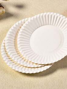 10/50/100 White Paper Plates, Perfect For Birthday Parties, Durable Cake Tableware, 6-Inch White Round Party Plates, Ideal For Birthdays, Cakes, And Barbecues - White - View 4