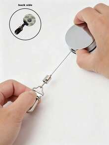 Punch-Free Retractable Wire Towel Clip, Self-Adhesive Auto Rebound Towel Rack With Adjustable Strong Clamp, Double Sided Anti-Lost Keychain, Storage Organizer For Bathroom, Kitchen, Home & Hotel - one size fits all - View 3