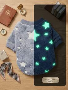PETSIN 1 Pc Pet Grey Star Print Fleece Warm Crew Neck Sweatshirt For Dogs, Autumn/Winter - Multicolor - View 1