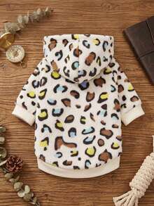 PETSIN 1pc Pet Colorful Leopard Print Hooded Sweatshirt, Thick Warm For Cats And Dogs In Autumn/Winter - Multicolor - View 2