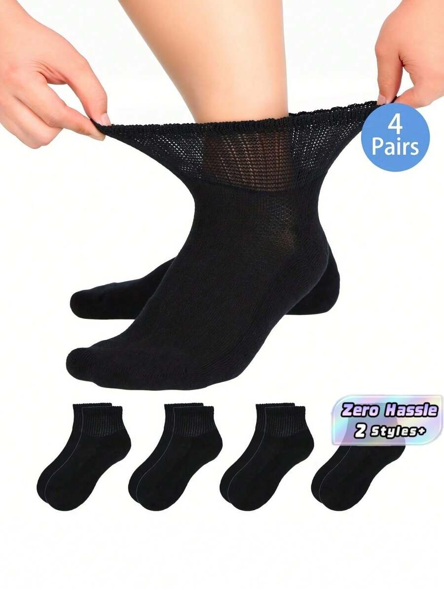 4‑Pairs Unisex Non‑Binding Diabetic Socks - Comfort & Support! - Multicolor - View 1
