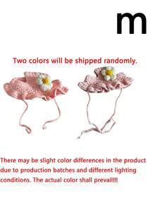 1Pc Hand Crochet Pet Orchid Flower Hat, Knitted Pink Floral Warm Headwear, Autumn Winter Warm Pet Hat For Dogs And Cats - Multicolor - View 10