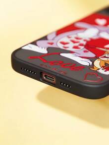 TOM & JERRY X SHEIN Black Cartoon Print Semi-Transparent Phone Case,, Compatible With IPhone - Black - View 4