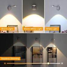1pc Wall‑Mounted Rechargeable Decor Spotlight,Adjustable Brightness 3 Color Modes Accent Lamp,Display Light For Highlight Paintings,Photos,Ornaments Decoration - Motion Sonsor - View 2