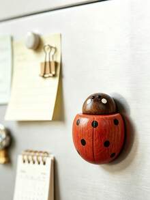 Wooden Ladybug Bottle Opener Fridge Magnet, Creative Beetle Magnetic Bottle Opener, Wood Craft Decor For Refrigerator - View 2