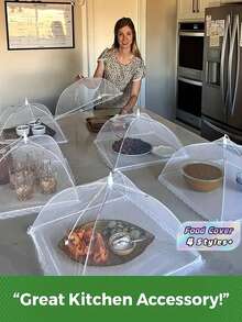 Lace Food Cover White Foldable Dust-Proof Mesh Cover For Kitchen Dining Table Anti-Fly Home Daily Must Have Smart Choice - White - View 1