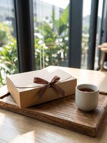 10PCS Brown Gift Box With Lid & Ribbon, Bridesmaid Proposal Box, Gift Packaging For Wedding, Birthday, Baby Shower, Valentine's Day, Graduation, DIY Craft, Cosmetic Storage, Party Decor Box - Brown - View 9