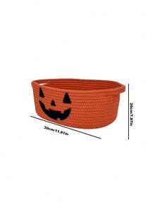 Halloween Orange Cotton Rope Storage Basket, Holiday Candy & Gift Basket For Festival Packaging - Orange - View 3