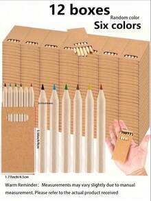 48/60/72/Pcs Mini Colored Pencil Set, Portable Short Pencils, 6 Different Colors Per Box, Pre-Sharpened, Suitable For Home Birthday Party, School Teacher, Craft, Learning Supplies, Painting, Classroom, Art Tools - multicolor - View 12