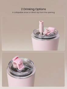 GLOWMODE 10OZ Insulated Stainless-Steel Bottle With Straw & Dual Drinking Options Daily Casual Active Fall Winter Wear - Pink - View 3