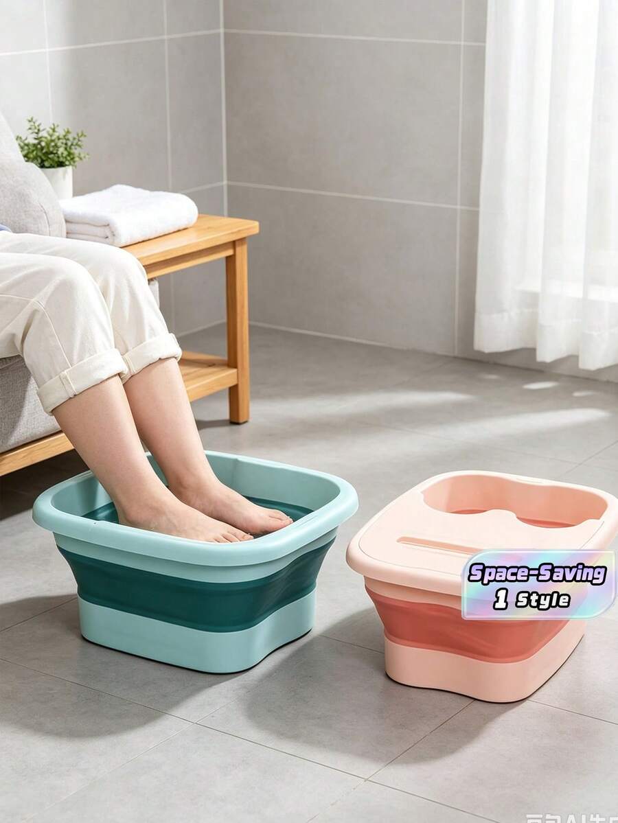 1 Piece Adult Foldable Massage Foot Bath, Home And Dormitory Use, Simple Design, With Cover, Deep Soaking Foot Bath, Ergonomic Design, Suitable For Travel And Home Use, Gift For Parents, Relatives, And Friends, Moving Gifts