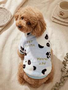 PETSIN 1 Pc Panda Print Flannel Pet , Pink & Blue - Multicolor - View 3