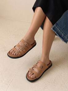 HighSole Women's Fashionable Brown Comfortable Flat Beach Sandals - Watermelon Pink - View 4