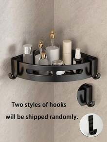 1 buah Rak Organizer Kamar Mandi Gantung Dinding Stainless Steel Dekorasi Kamar Mandi Rumah Aksesoris Kamar Mandi Organizer Kamar Mandi Penyimpanan Perlengkapan Sekolah - Hitam - View 9