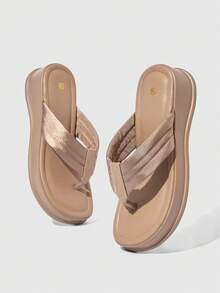 HighSole Online Celebrity Flip-Flops Women Sponge Cake Platform Sandals And Slippers Women Wear New Fashion In Summer. - Khaki - View 11