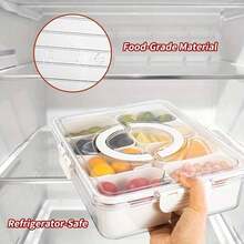 2/4/8 Grid Snack Storage Box, Lidded Portable Steak Plate, Refrigerator Food Storage Container, Snack Organizer, Divided Storage Container, Sliced Salad Box, For Keeping Food Fresh Longer - Multicolor - View 4