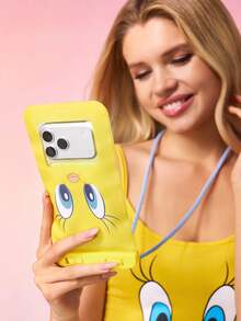 LOONEY TUNES X SHEIN 1 Cartoon Pattern Printed Waterproof Touch Screen Transparent Water Sports Mobile Phone Bag, Suitable For Rafting, Beach, Swimming, Boating, Kayaking, Hiking, Protecting Mobile Phones, Cameras, Cash, Passports, Documents From Water, Sand, Snow, Dust - Yellow - View 5