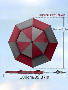 360° Adjustable Clip On Umbrella For Beach Chair, Portable Sun Shade With UV Protection, Outdoor Patio Camping Fishing Umbrella, Carry Bag Included - Multicolor - View 2