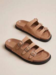 HighSole Women's Fashionable Brown Comfortable Flat Beach Sandals - Watermelon Pink - View 8