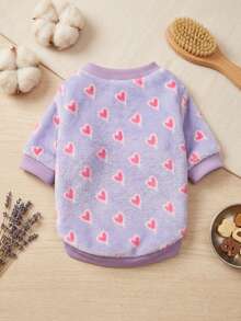 PETSIN Valentine's Day 1 Pc Purple Velvet Pet With Heart Print Design, For Both Cats And Dogs - Multicolor - View 2