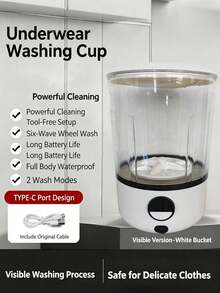 Teckwe Mini Portable Washing Machine With 2000mAh Battery | Travel Washing Machine Suitable For Bras, Underwear, Socks | Compact USB Rechargeable Electric Cleaner - Multicolor - View 11