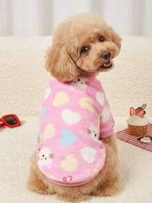 PETSIN 1pc Pet Cat Dog Universal Foundation Make-Up Kitten Love Fashion Pattern Printing Plush Warm Elastic Comfortable Dog Round Neck Sweater - Multicolor - View 2