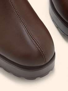 CUCCOO BASICS Women's Thick-Soled Brown Knitted Comfortable Breathable Elastic Women's Medium Boots Low Boots Fashionable And Comfortable Commuting Autumn And Winte - Coffee Brown - View 5