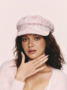 Popjeli Topi Newsboy Berhiaskan Payet - Berwarna merah muda - View 6