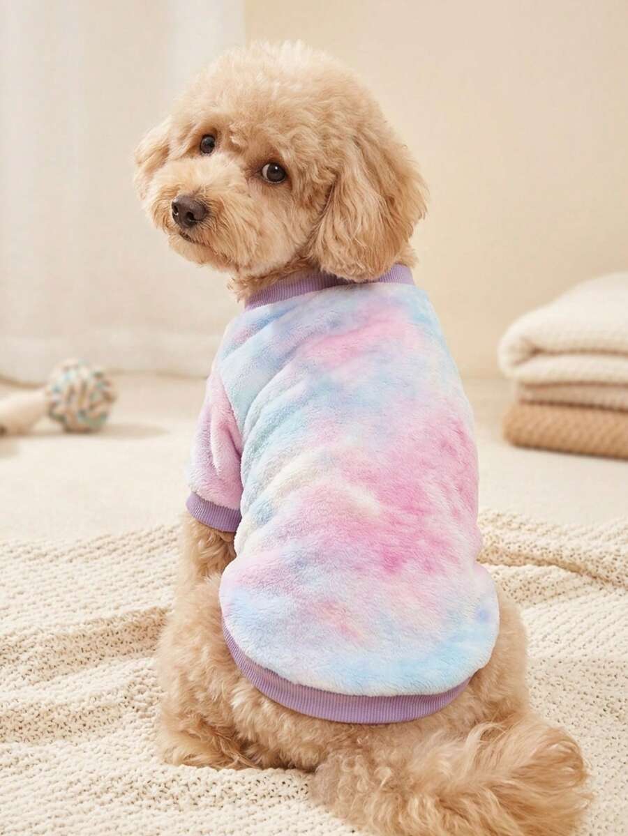 PETSIN 1件寵物用紮染粉紫色毛絨布 - 彩色 - 查看 1