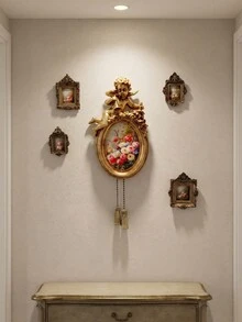 1Pc European Vintage Carved Resin Wall‑Mount Photo Frame Decor Ornament - Multicolor - View 6